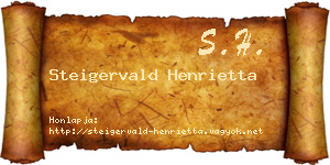 Steigervald Henrietta névjegykártya
